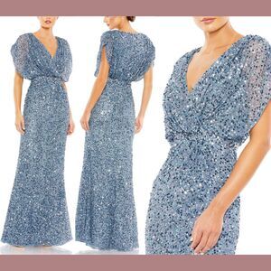 Mac Duggal Blue Sequin Wedding Dress